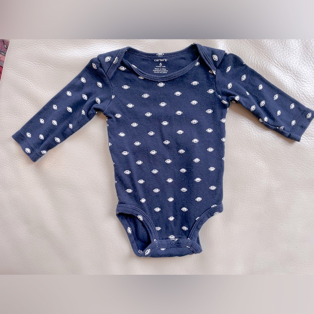 10/$30💥🏉 Football Sports-Themed Bodysuit, Navy w White Football Print, Carter's